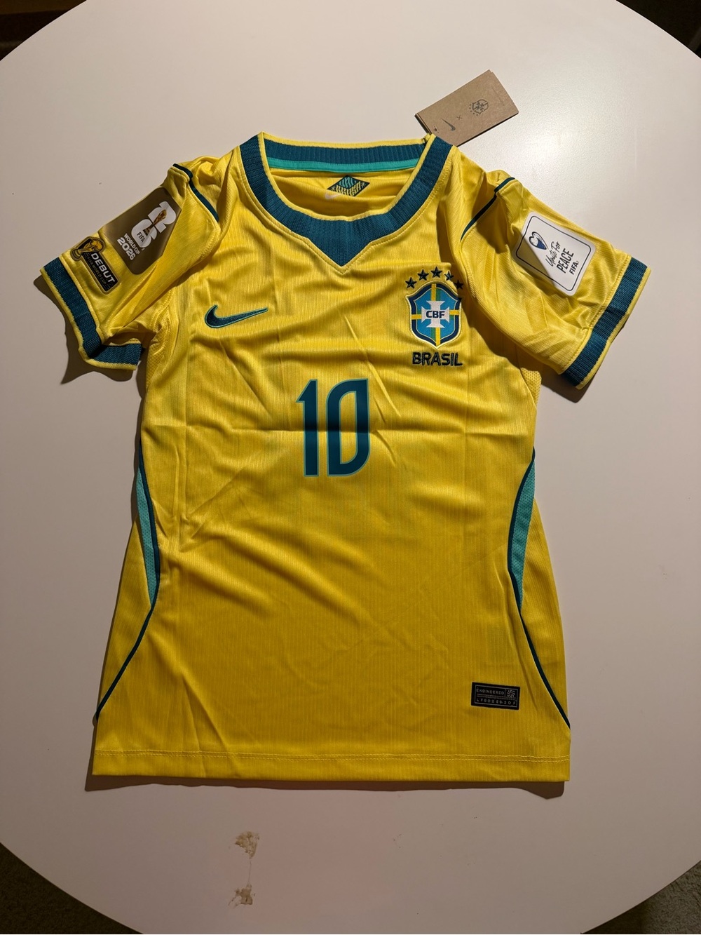 Nike Brazil women’s NEYMAR JUNIOR' Yellow Home Soccer Jersey - #10 SIZE SMALL
